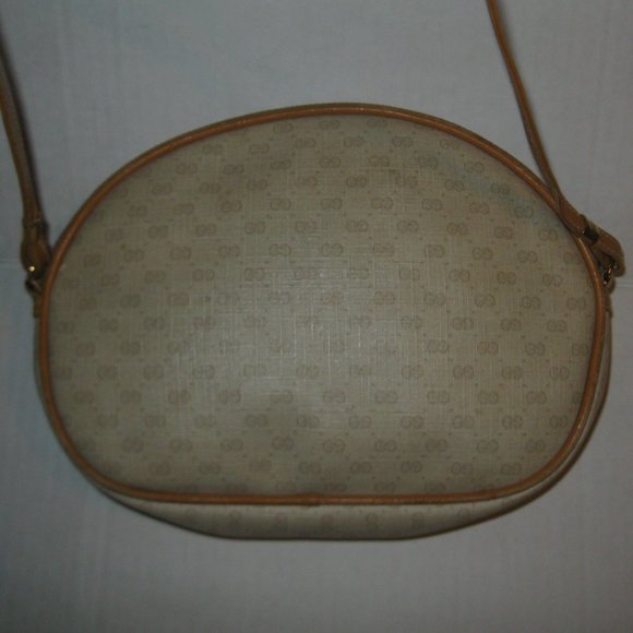 ❤️Authen GUCCI Micro G Logo Print Tan Canvas Ltr Coated Canvas Canteen Crossbody - Picture 6 of 10